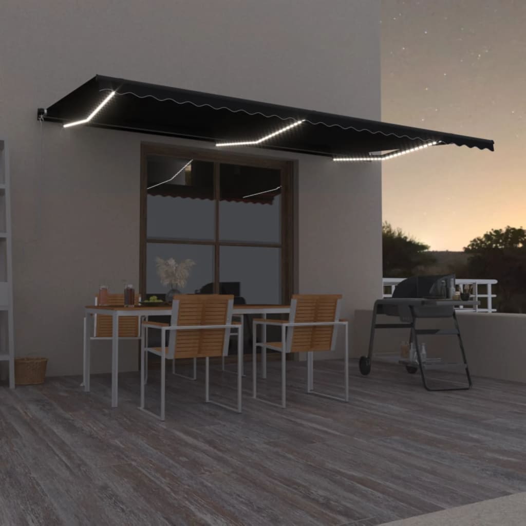 Vidaxl Luifel extensible manuellement avec une couleur anthracite LED 600x350 cm