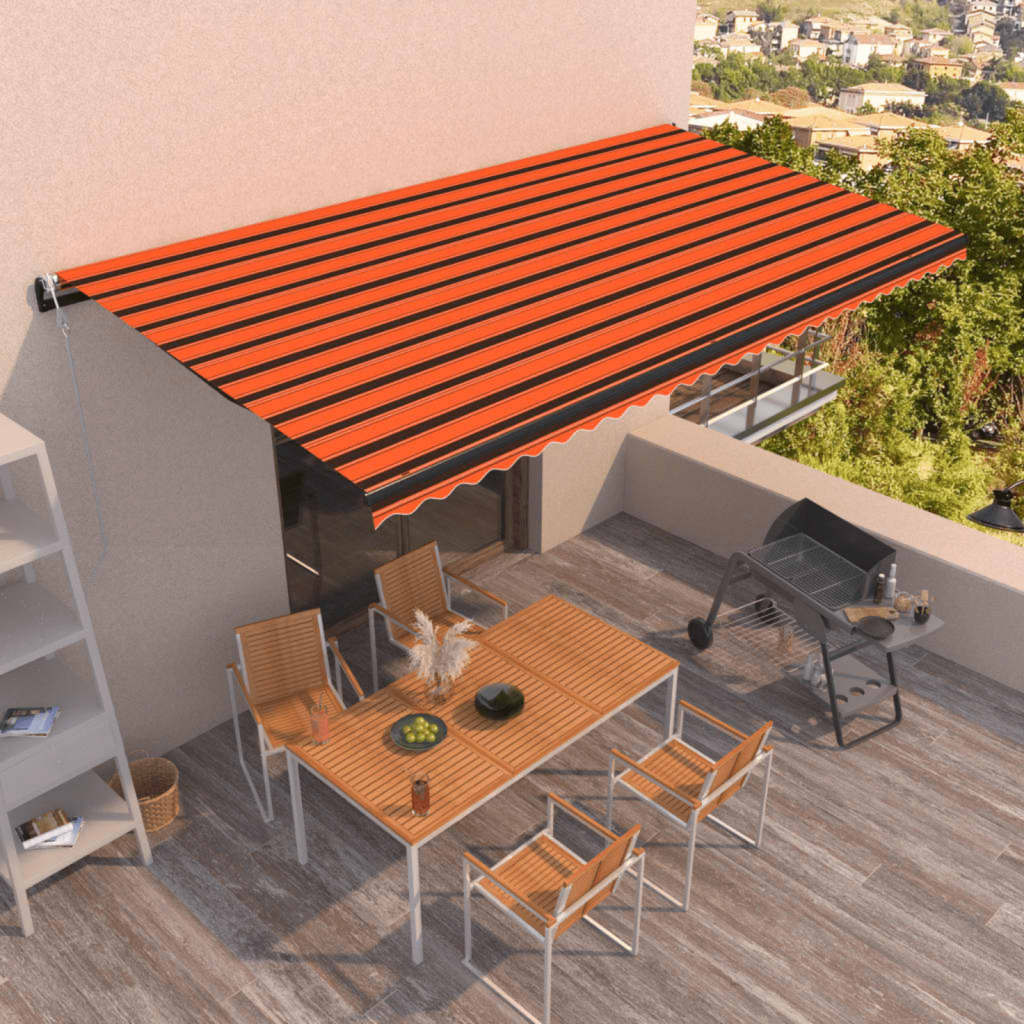 Vidaxl Luifel étend automatiquement 600x350 cm d'orange et brun