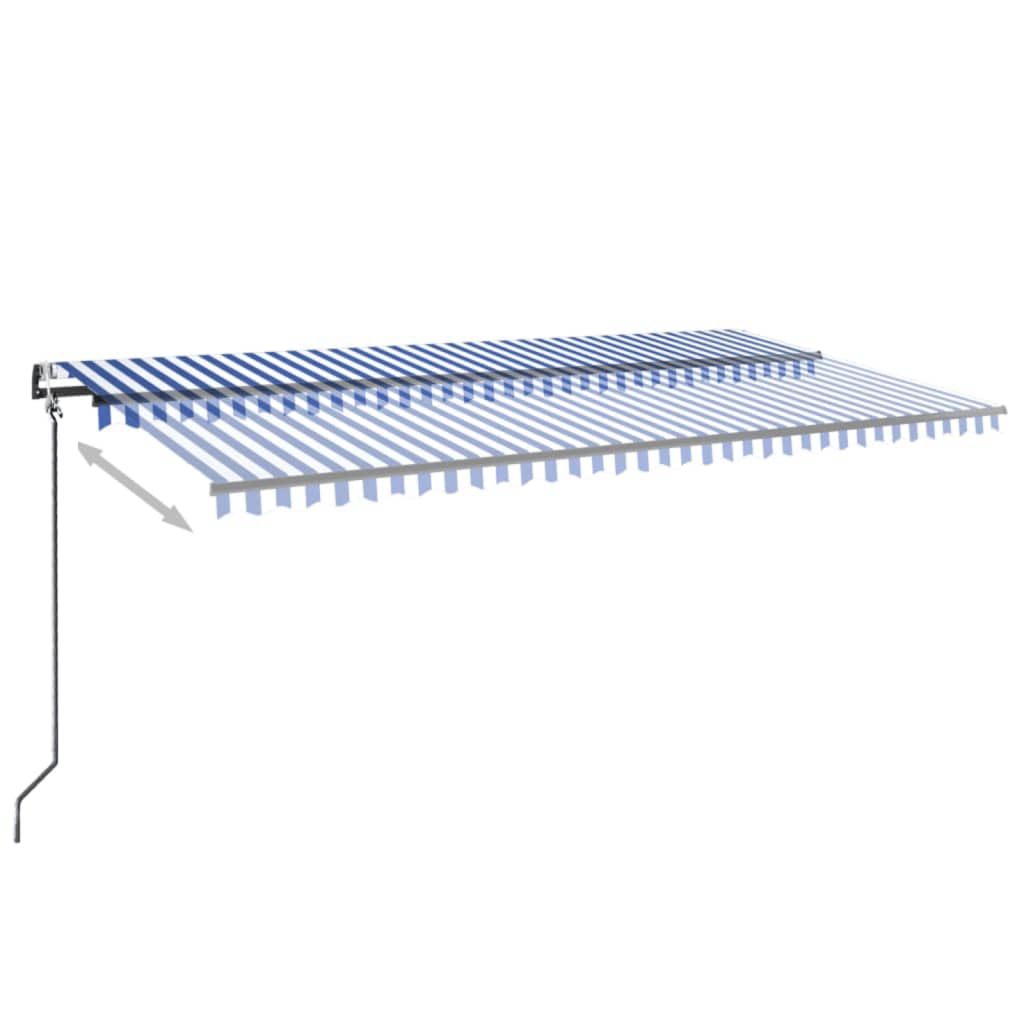 Vidaxl luifel automatique avec led et capteur de vent 600x350 cm blanc bleu