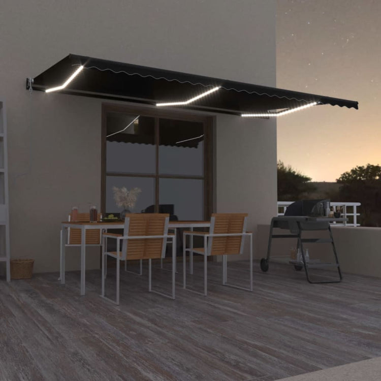 Vidaxl luifel automatique avec led et capteur de vent 600x350 cm anthracite