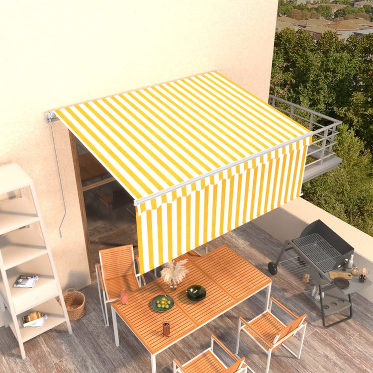 Auvent Vidaxx extensible manuellement avec store enrouleur 3x2,5 m jaune et blanc