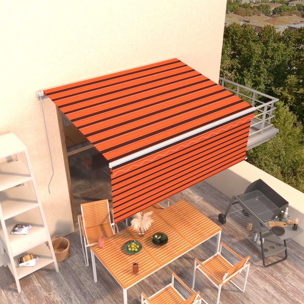 Auvent Vidaxx store enrouleur extensible manuellement 3x2,5 m orange et marron