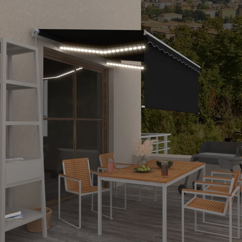 Auvent Vidaxx store enrouleur extensible manuellement LED 3x2,5 m anthracite