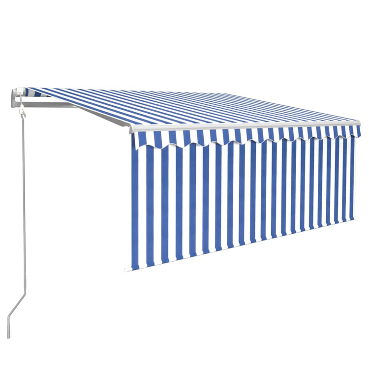 Auvent Vidaxx extensible automatiquement avec store enrouleur 3x2,5 m bleu blanc