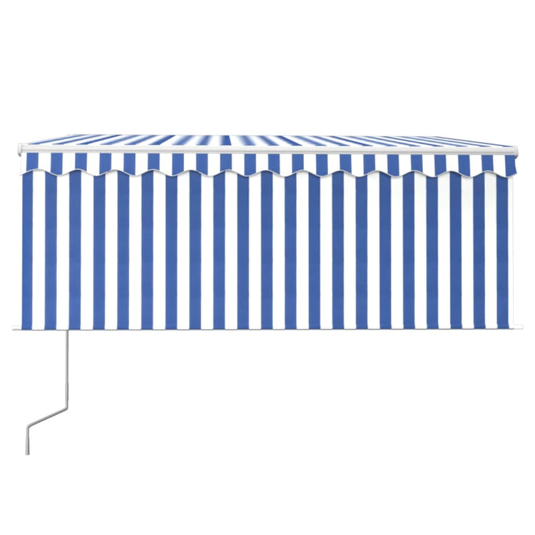 Auvent Vidaxx extensible automatiquement avec store enrouleur 3x2,5 m bleu blanc