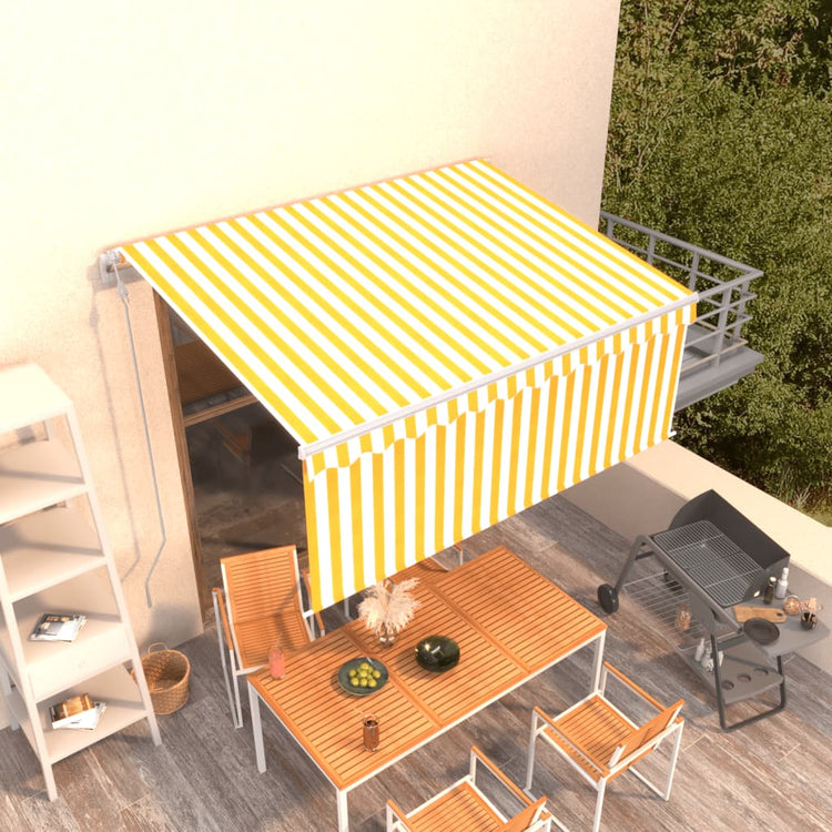 Auvent Vidaxx à extension automatique avec store enrouleur 3x2,5 m jaune blanc