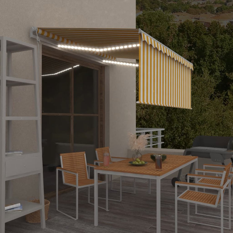Auvent Vidaxx automatique avec rideau LED capteur de vent 3x2,5 m jaune blanc