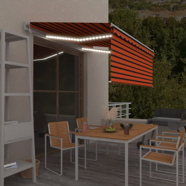 Auvent Vidaxx avec store enrouleur, LED et capteur de vent 3x2,5 m orange marron