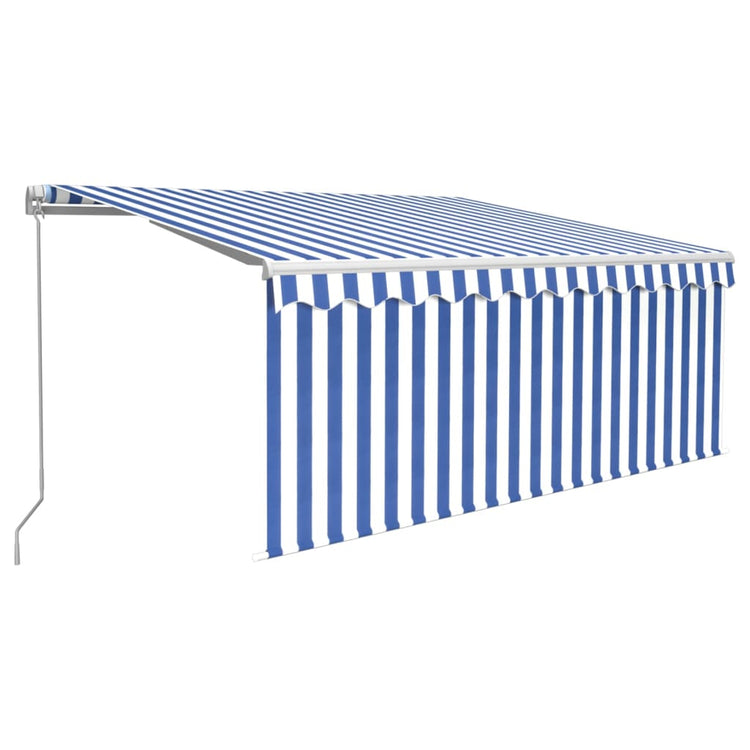 Vidaxl luifel extensible manuellement avec un rouleau aveugle 3,5x2,5 m blanc bleu