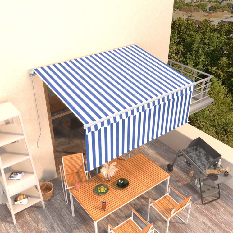 Vidaxl luifel extensible manuellement avec un rouleau aveugle 3,5x2,5 m blanc bleu