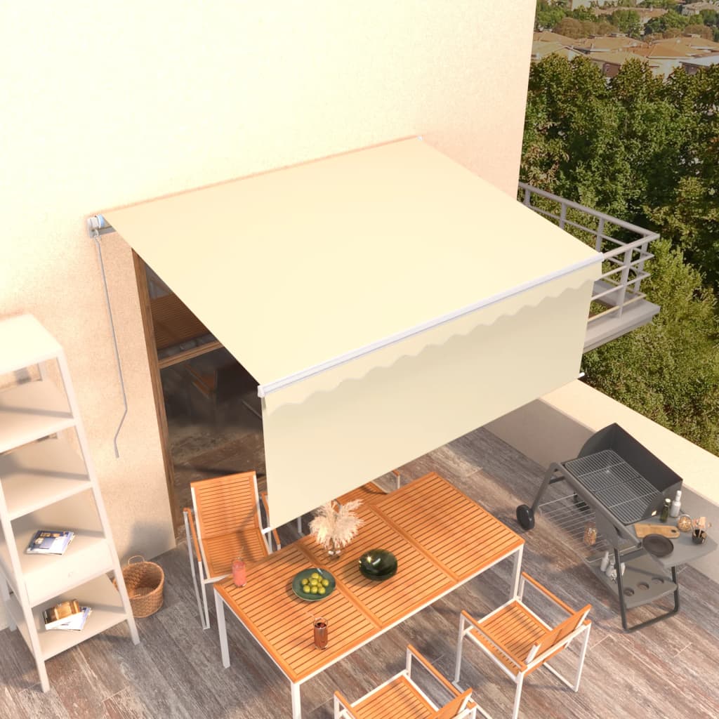 Auvent Vidaxx extensible manuellement avec store enrouleur 3,5x2,5 m crème