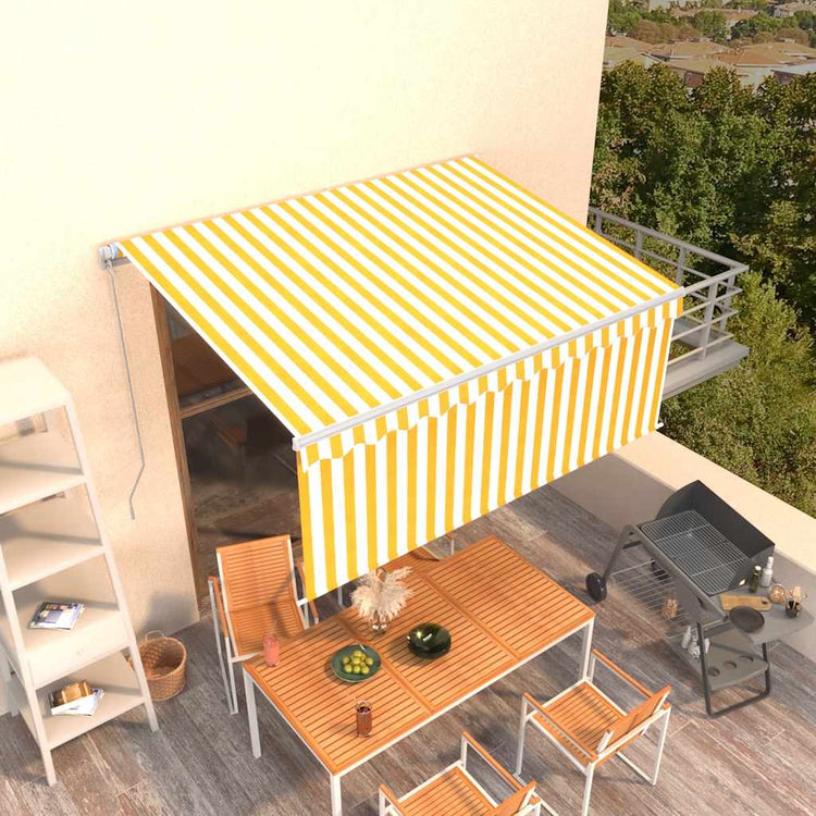 Vidaxl luifel extensible manuellement avec un rouleau aveugle 3,5x2,5 m jaune blanc
