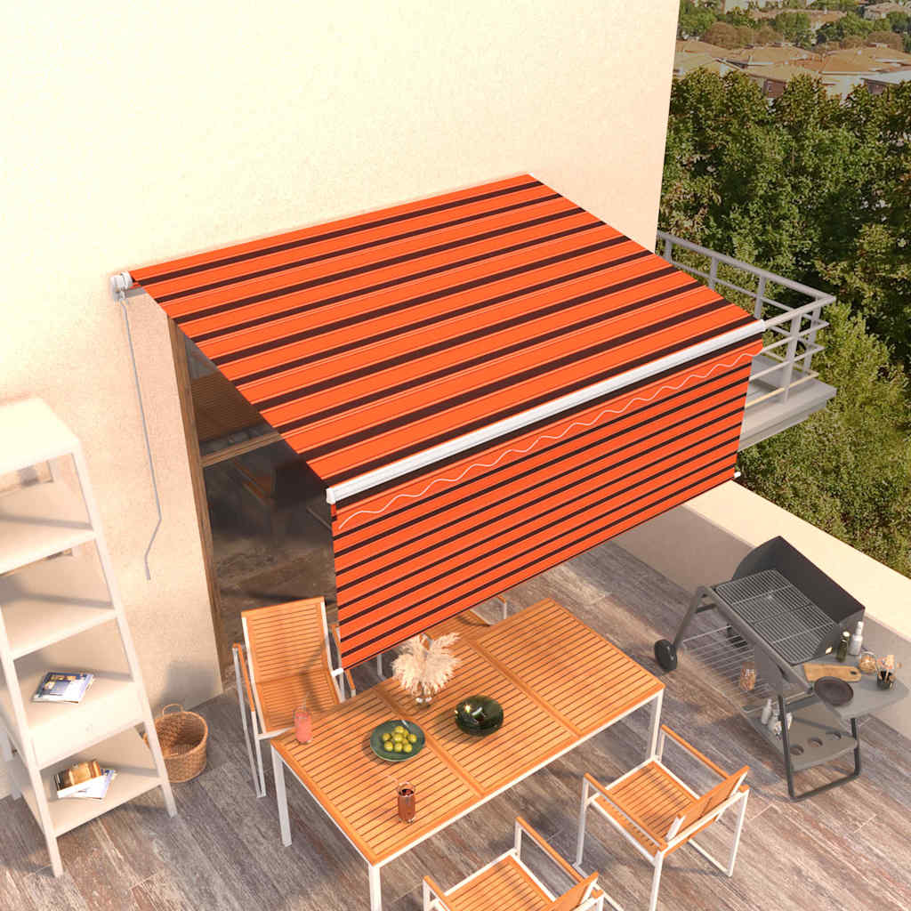 Vidaxx auvent store enrouleur extensible manuellement 3,5x2,5 m orange marron