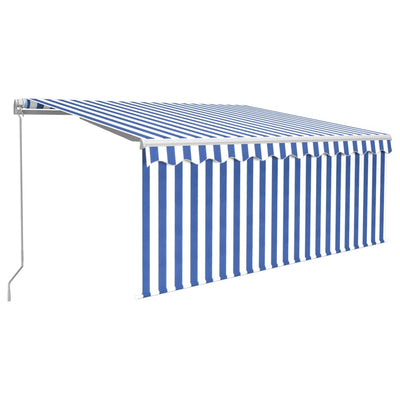 Vidaxl Luifel LED aveugle à rouleau extensible manuellement 3,5x2,5 m blanc bleu