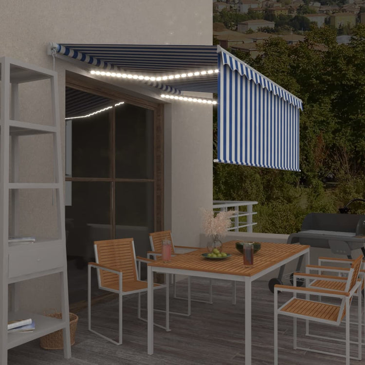 Vidaxl Luifel LED aveugle à rouleau extensible manuellement 3,5x2,5 m blanc bleu