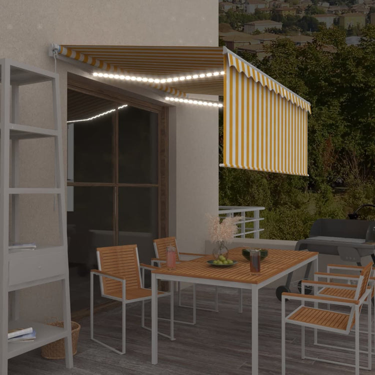 Vidaxl Luifel LED aveugle à rouleau extensible manuellement 3,5 x 2,5 m jaune blanc