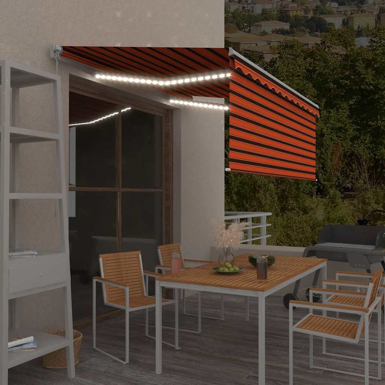 Vidaxx auvent rideau extensible manuellement LED 3,5x2,5 m orange marron