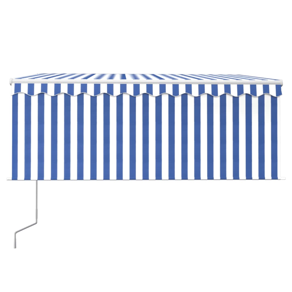Vidaxl Luifel Rouleau extensible automatique à l'aveugle 3,5x2,5 m blanc bleu