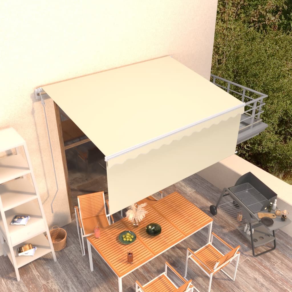 Auvent Vidaxx store enrouleur à extension automatique 3,5x2,5 m couleur crème