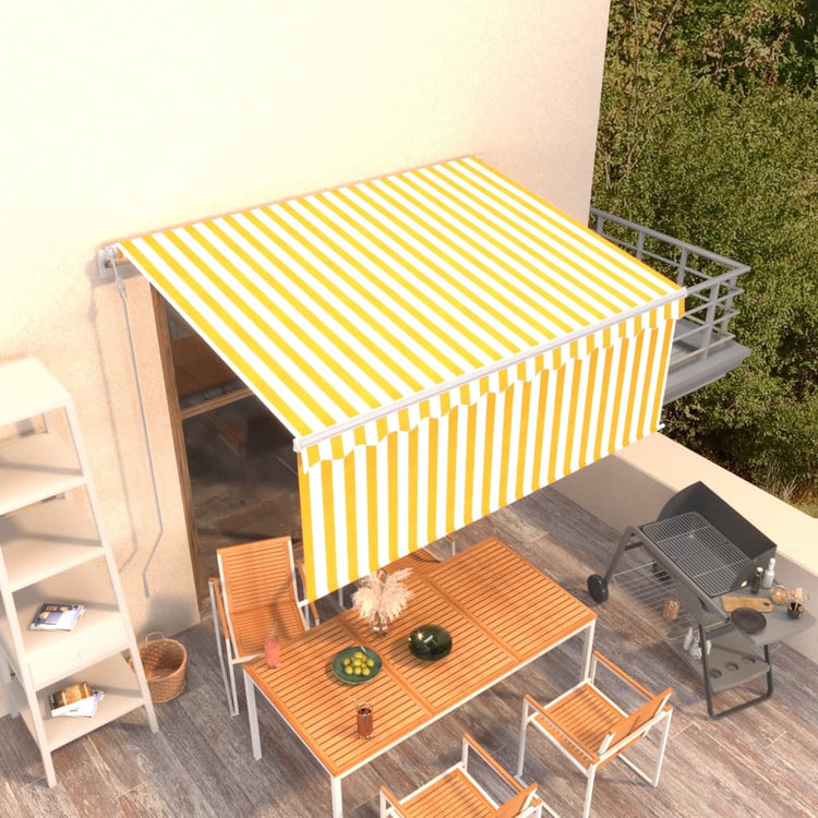 Vidaxl Luifel Rouleau extensible automatique Alite de 3,5 x 2,5 m jaune et blanc