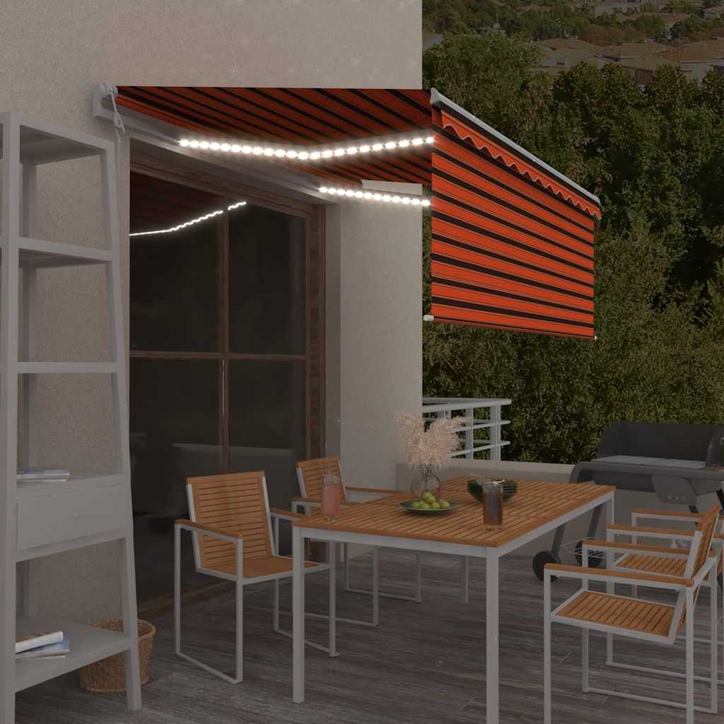 Auvent Vidaxx avec store enrouleur, LED et capteur de vent 3,5x2,5 m orange marron