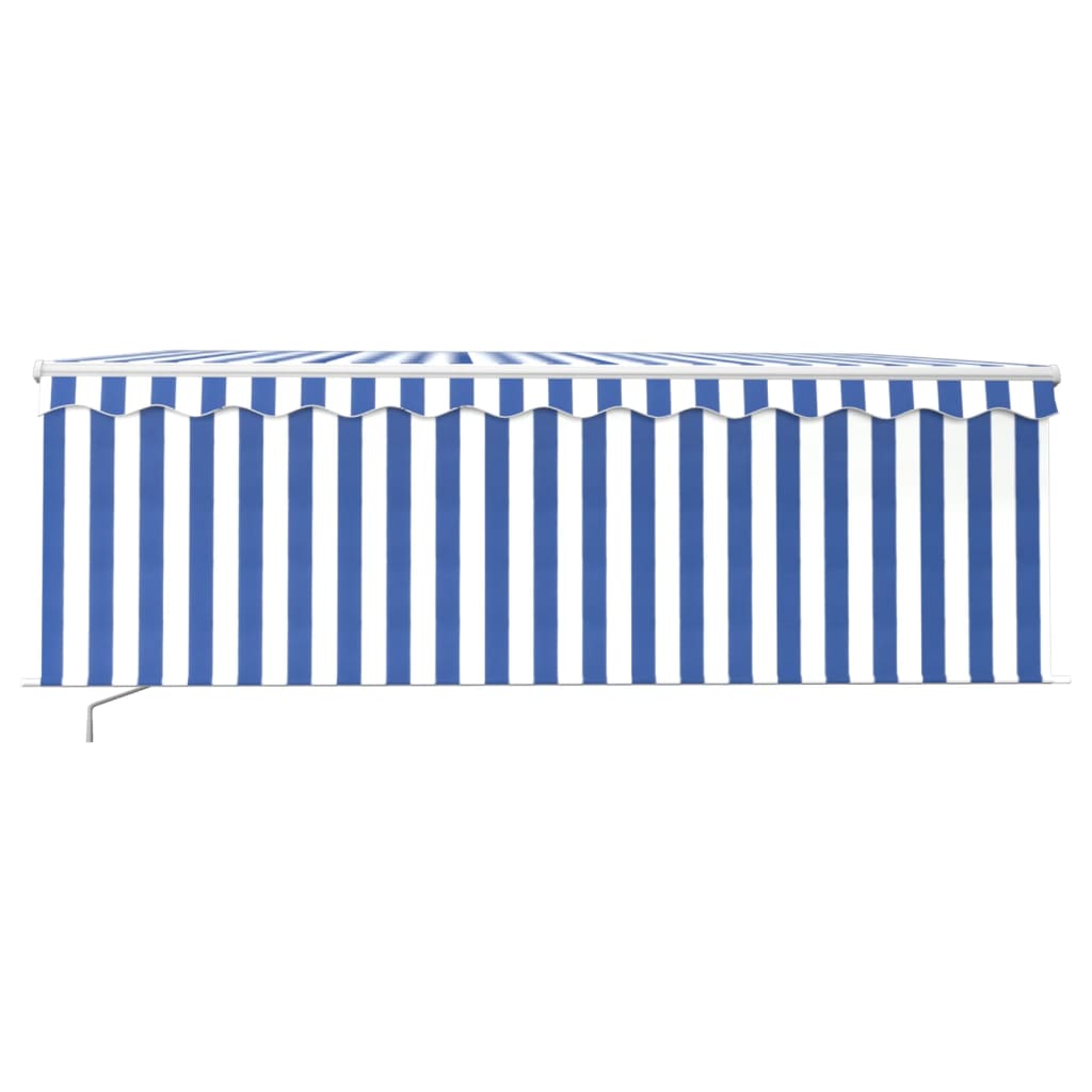 Vidaxl luifel extensible manuellement avec un rouleau aveugle 4x3 m bleu et blanc