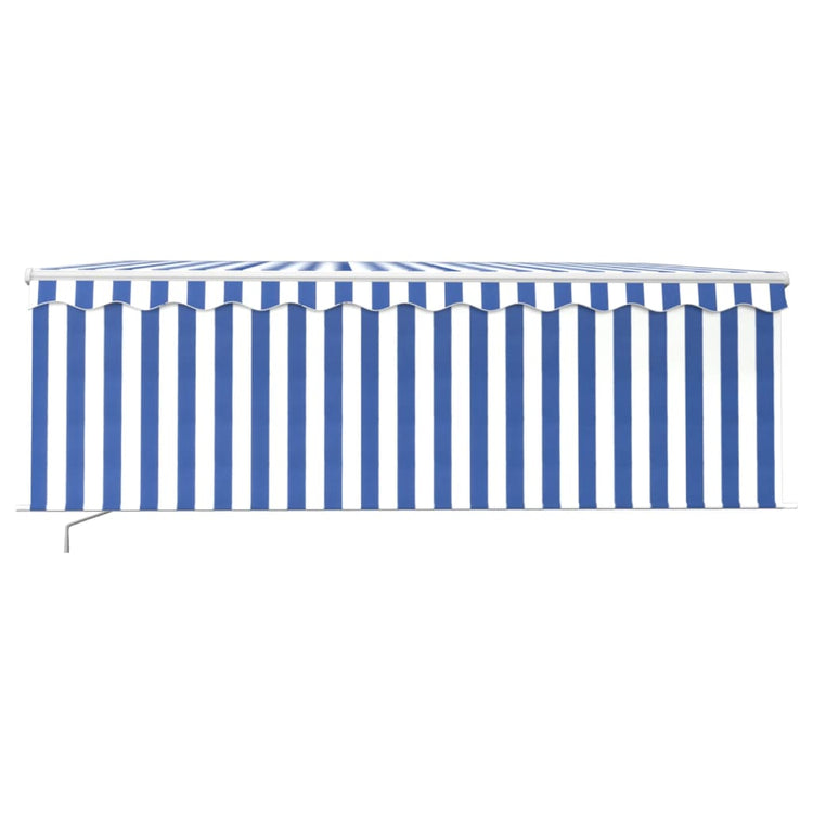 Vidaxl luifel extensible manuellement avec un rouleau aveugle 4x3 m bleu et blanc
