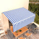 Vidaxl luifel extensible manuellement avec un rouleau aveugle 4x3 m bleu et blanc