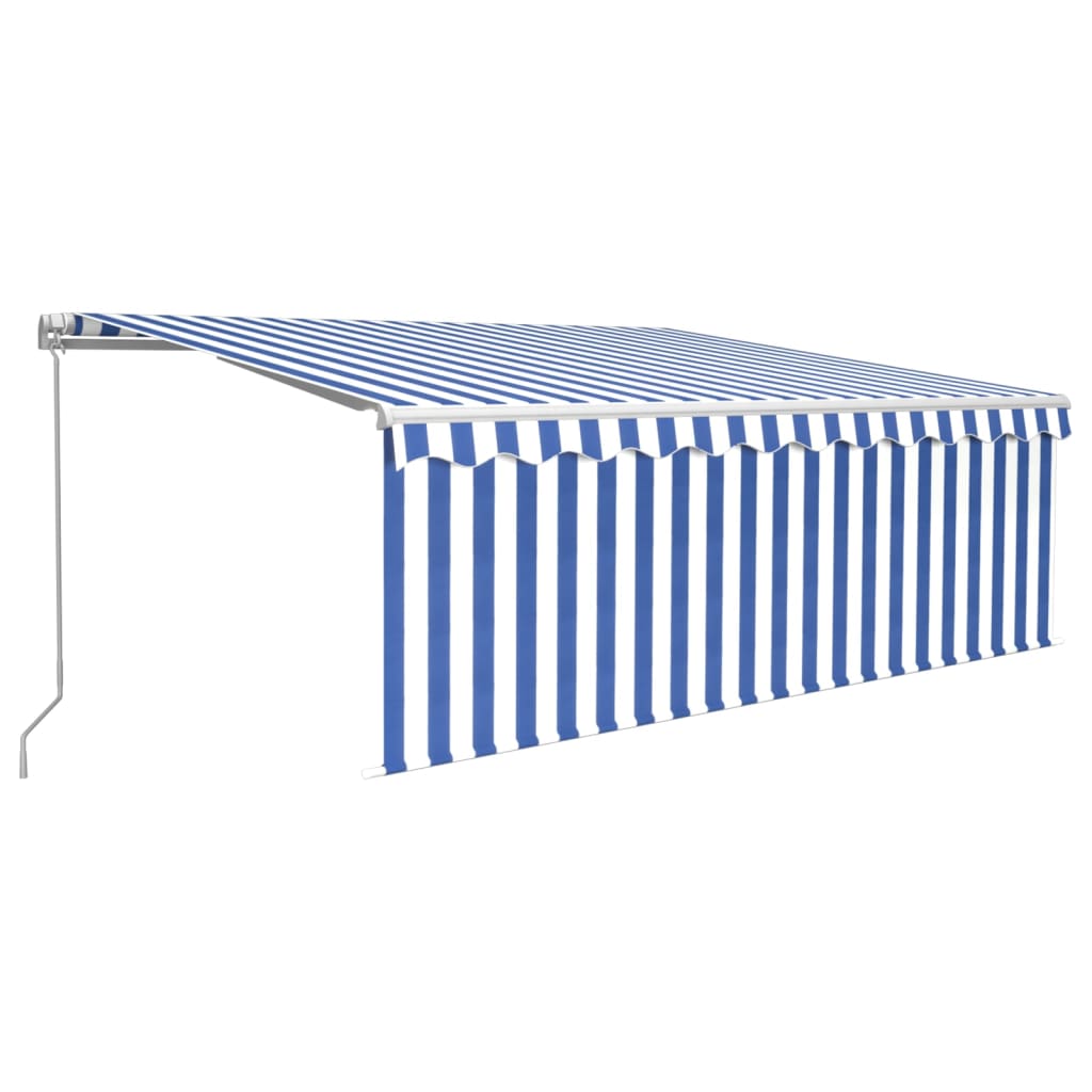Vidaxl Luifel extensible manuellement avec un rouleau LED 4x3 m blanc bleu