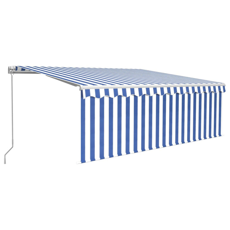 Vidaxl Luifel extensible manuellement avec un rouleau LED 4x3 m blanc bleu