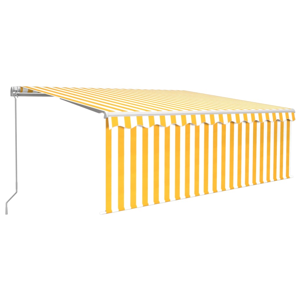 Vidaxl Luifel extensible manuellement avec un rouleau LED 4x3 m jaune blanc