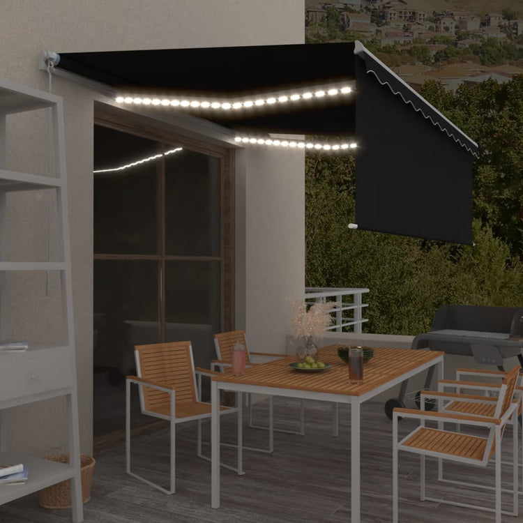 Vidaxl Luifel extensible manuellement avec un rouleau LED 4x3 m anthracite