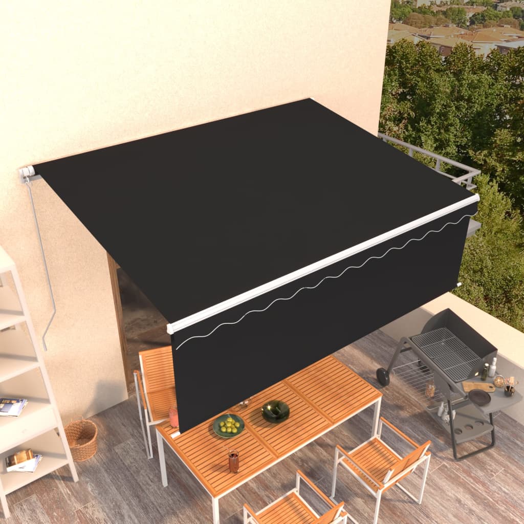 Vidaxl luifel extensible manuellement avec un rouleau aveugle 4,5x3 m anthracite