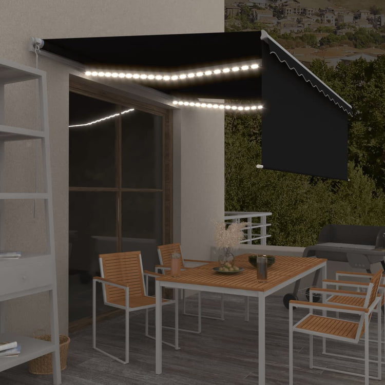 Vidaxl Luifel extensible à rouleau aveugle LED 4,5x3 m anthracite