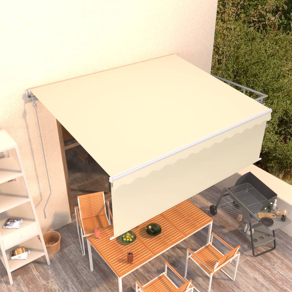 Vidaxl Luifel a automatiquement extensible avec un rouleau à volant 4,5x3 m crème