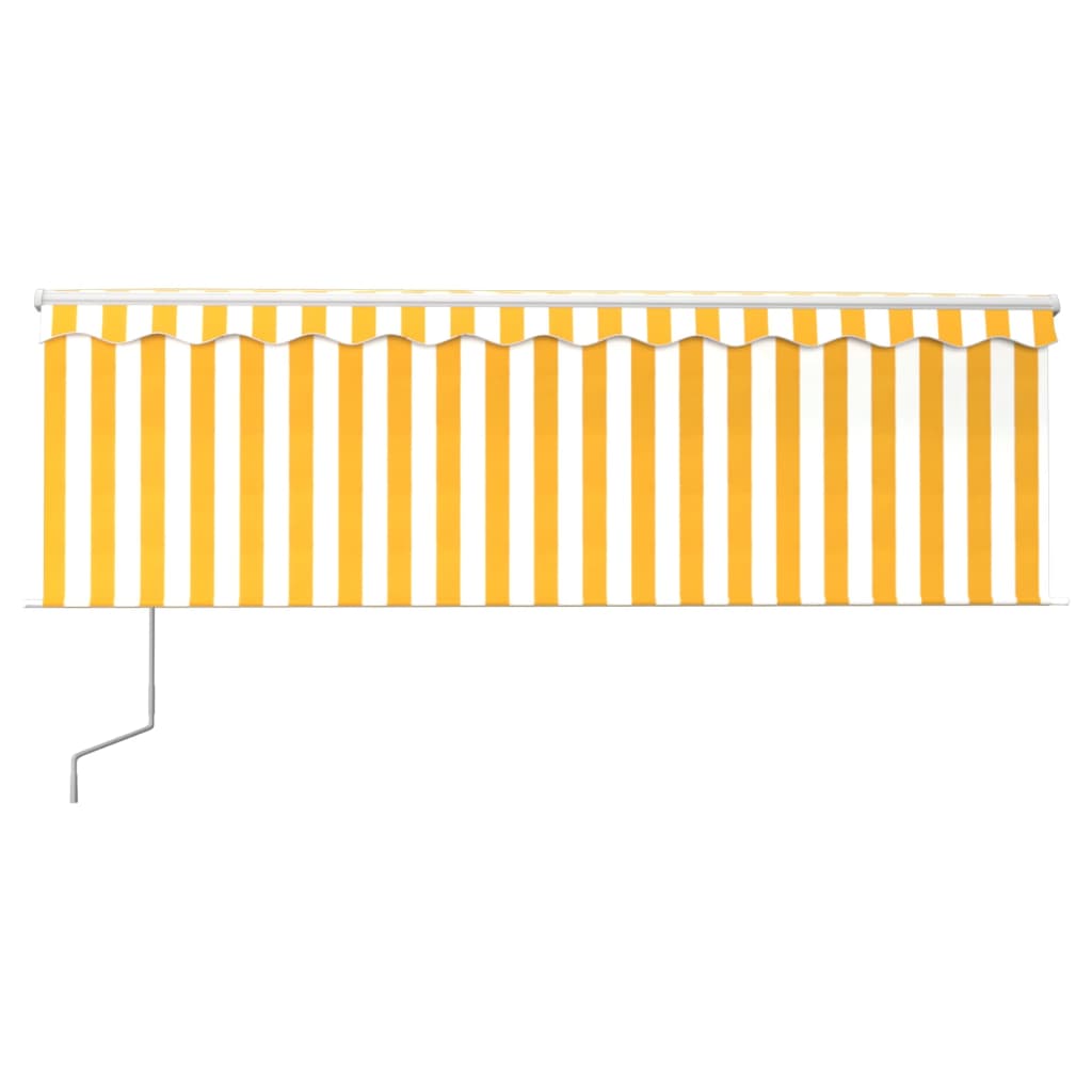 Vidaxl Luifel a automatiquement extensible avec un rouleau aveugle 4,5x3 m jaune blanc
