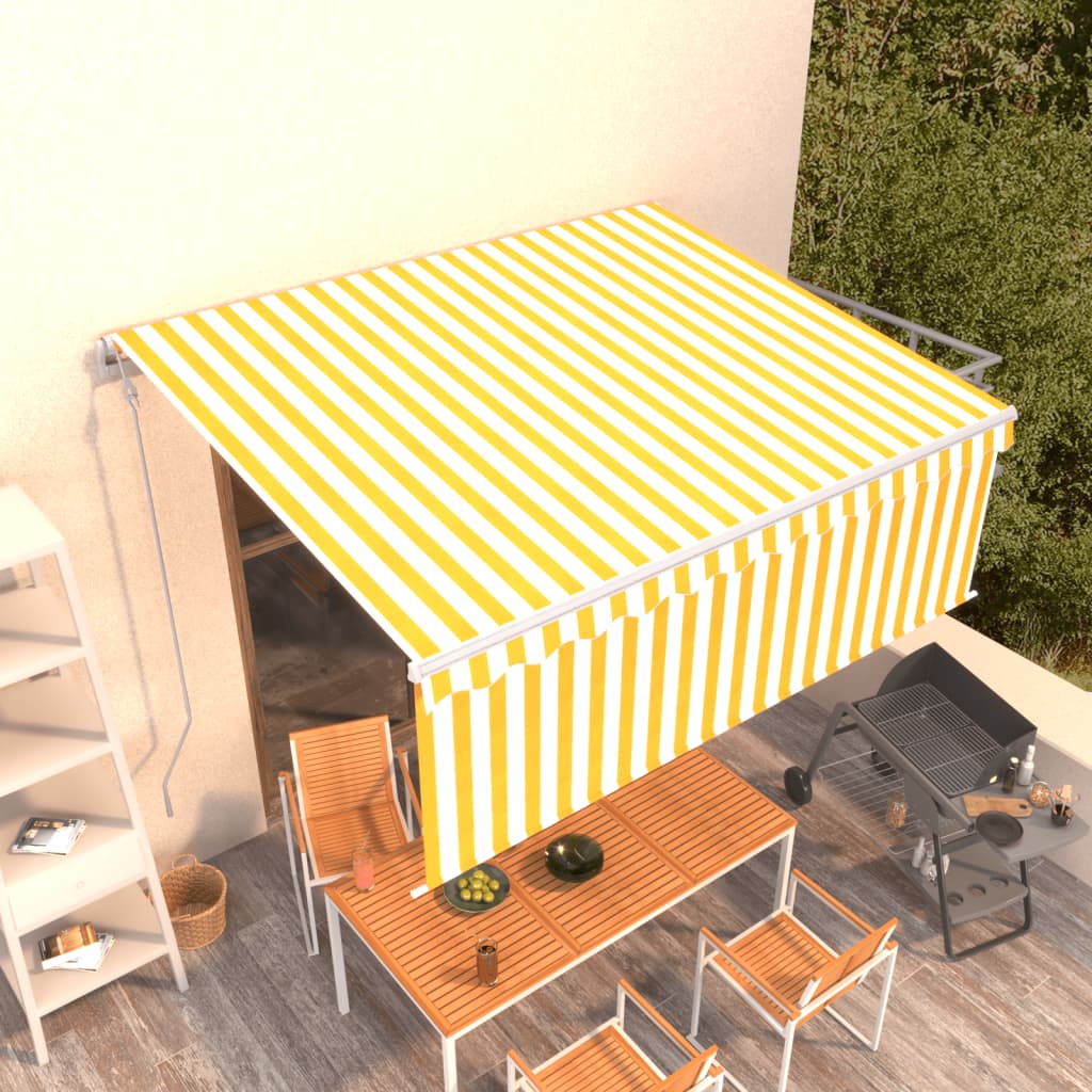 Vidaxl Luifel a automatiquement extensible avec un rouleau aveugle 4,5x3 m jaune blanc