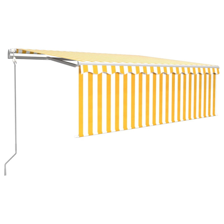 Vidaxl Luifel automatique avec aveugle à rouleau et capteur 4,5x3 m jaune et blanc