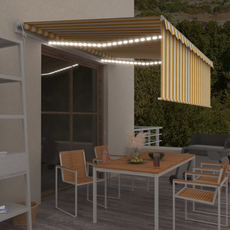 Vidaxl Luifel automatique avec aveugle à rouleau et capteur 4,5x3 m jaune et blanc