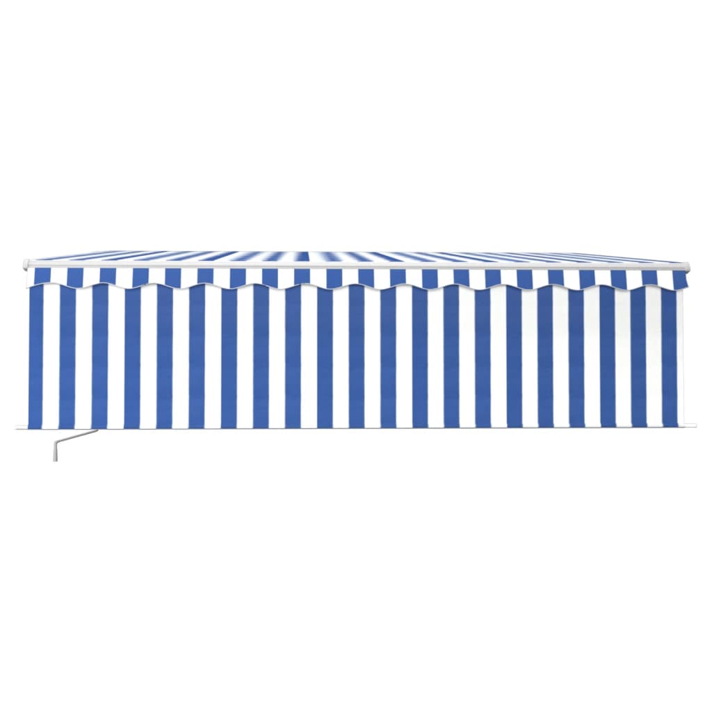Vidaxl Luifel extensible manuellement avec un rouleau aveugle 5x3 m bleu et blanc