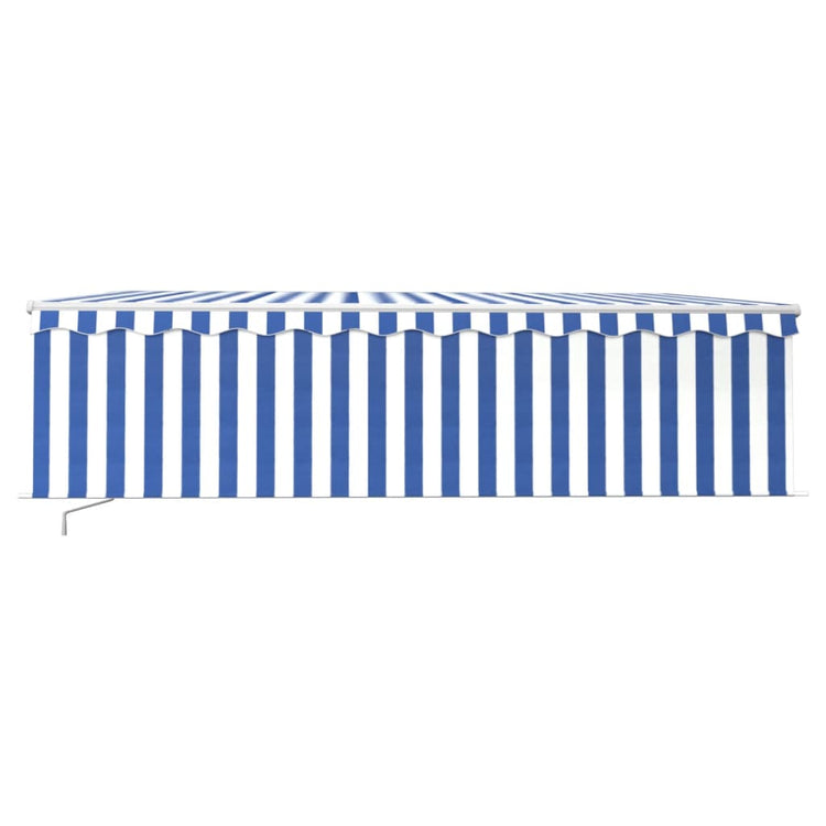 Vidaxl Luifel extensible manuellement avec un rouleau aveugle 5x3 m bleu et blanc