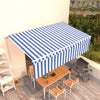 Vidaxl Luifel extensible manuellement avec un rouleau aveugle 5x3 m bleu et blanc