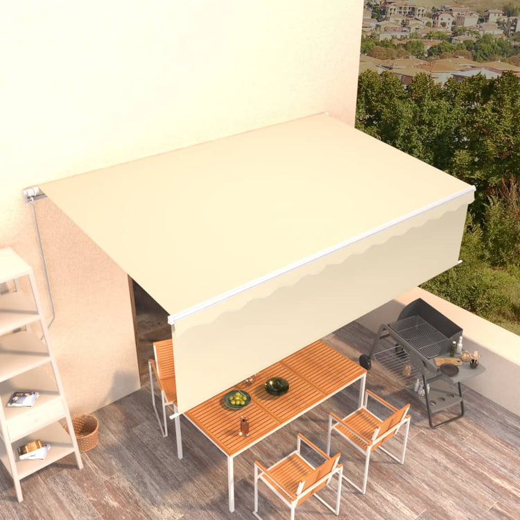 Vidaxl luifel extensible manuellement avec un rouleau aveugle 5x3 m crème -colored