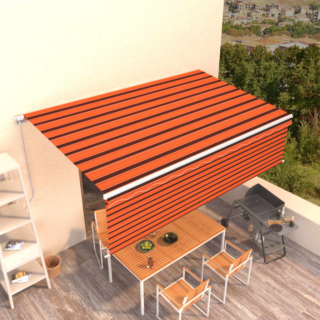 Vidaxl Luifel à rouleau extensible manuellement aveugle 5x3 m orange et marron