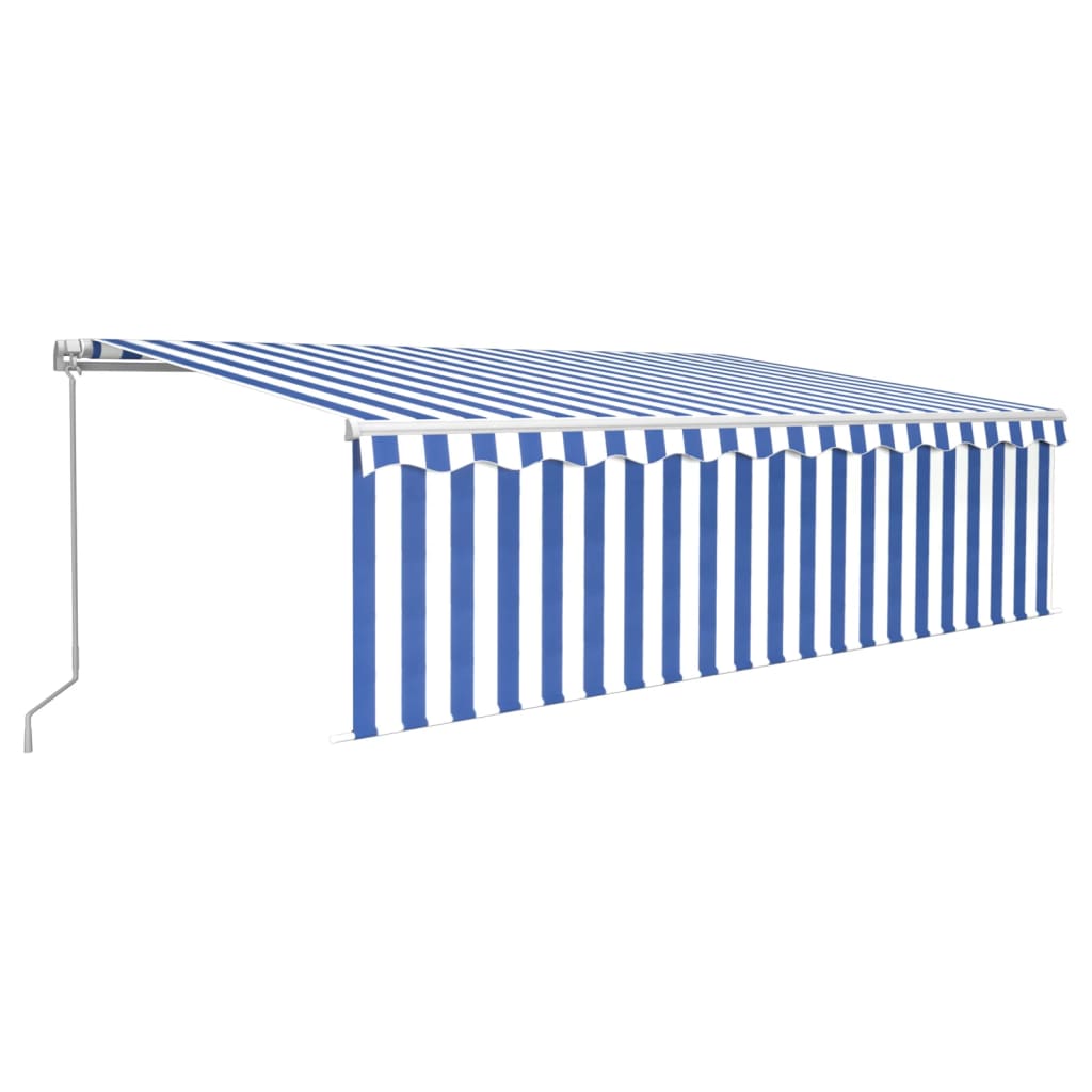Vidaxl Luifel extensible manuellement avec un rouleau LED 5x3 m blanc bleu