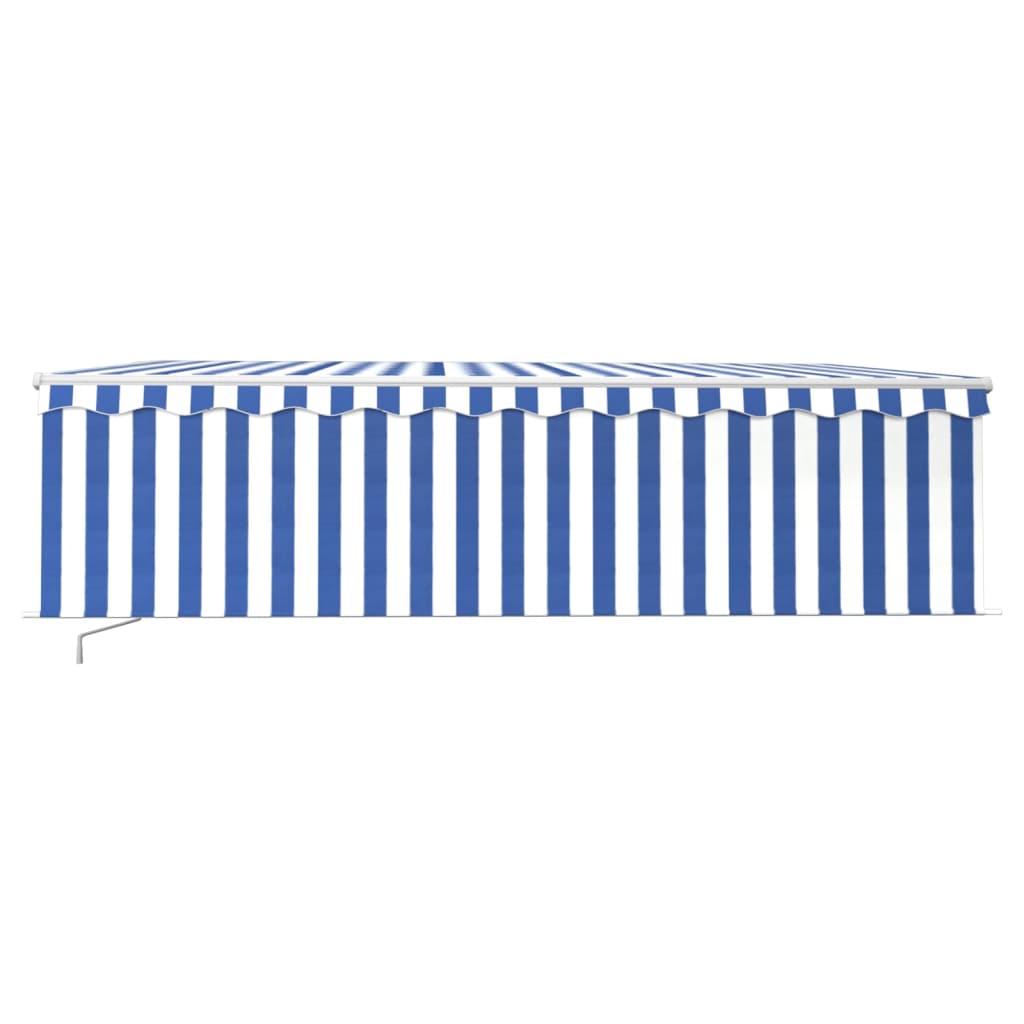 Vidaxl Luifel extensible manuellement avec un rouleau LED 5x3 m blanc bleu