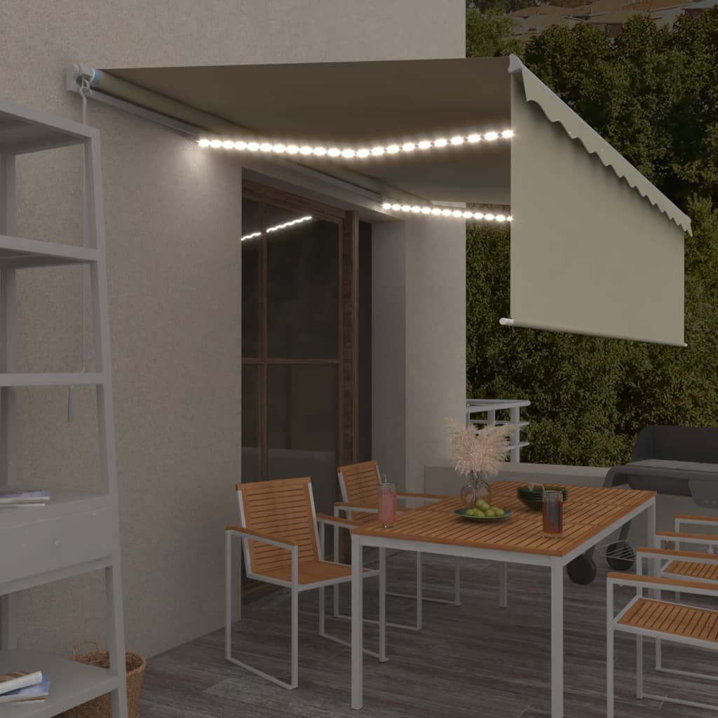Vidaxl Luifel extensible manuellement avec un rouleau à l'aveugle et à 5x3 m crème
