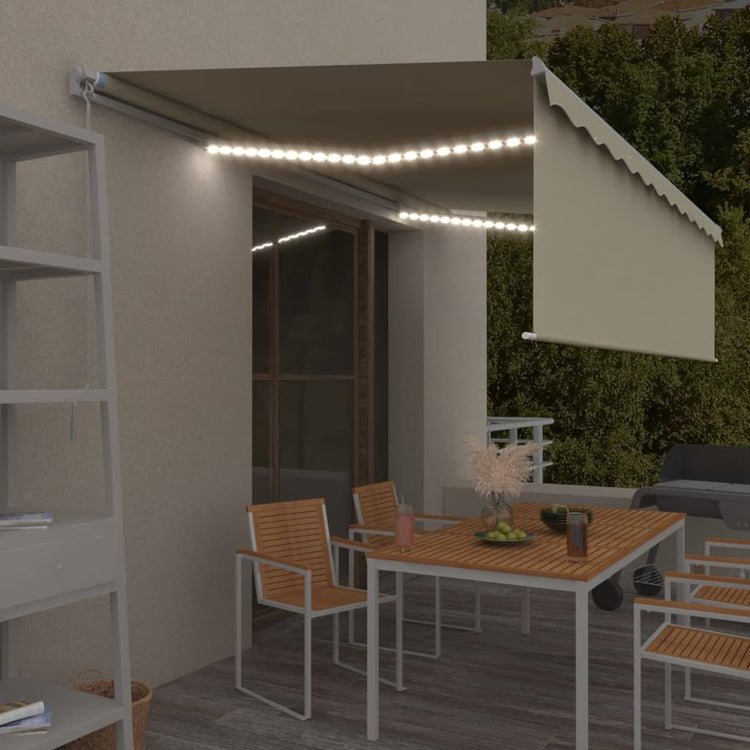 Vidaxl Luifel extensible manuellement avec un rouleau à l'aveugle et à 5x3 m crème