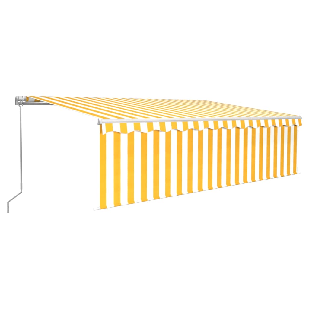 Vidaxl Luifel extensible manuellement avec un rouleau LED 5x3 m jaune blanc