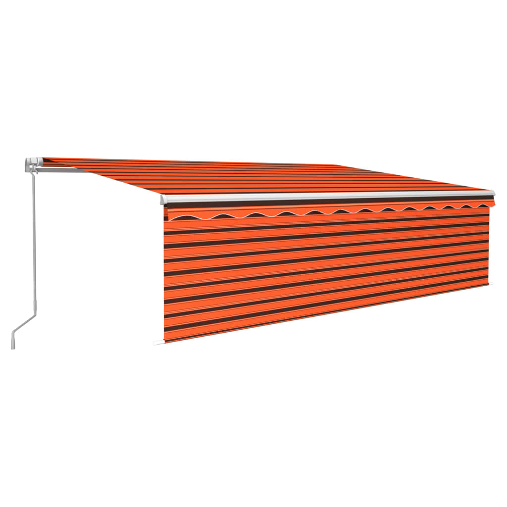 Vidaxl luifel à rouleau extensible manuellement LED à l'aveugle 5x3 m brun orange